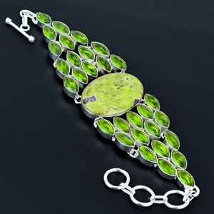 Pulsera Stichtite Natural con piedra natal de Peridoto, piedra preciosa hecha a mano, pulsera de plata de ley 925, pulsera hecha a mano para regalos - Product Image 4