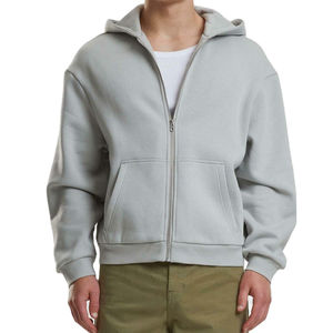 Haute qualité hommes fermeture éclair sweats à capuche pour hommes à manches longues 100% coton surdimensionné avec Logo personnalisé goutte épaule plaine fermeture éclair sweats à capuche - Product Image 1