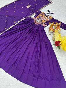 Heavy STAR Georgette Faux Fur Patrón único Bordado Stitch Hilo Secuencia TRABAJO Vestido largo/Salwar Suit Dupatta Party - Product Image 6