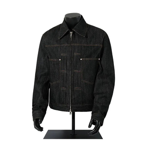 Veste en jean brut pour homme de qualité supérieure, tissu en denim de coton rigide de haute qualité, coupe classique, style minimaliste et épuré, coutures solides - Product Image 2