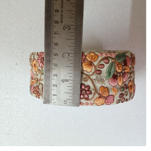 Cintas y cordones bordados a máquina hechos a medida en tela de base blanca en diseños florales para vestidos de novia en 2 pulgadas de ancho - Product Image 1