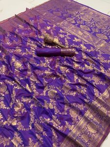 Saree-Blusa de seda dorada para correr, ropa de fiesta, boda - Product Image 5