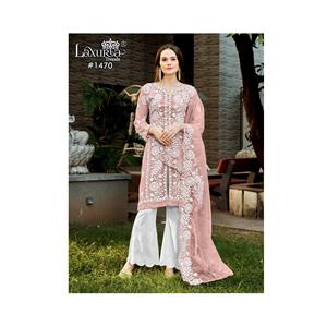 Trajes paquistaníes de lujo India Faux Georgette bordado trabajo pesado Dupatta fiesta boda desgaste hecho seda algodón Salwar ropa - Product Image 1