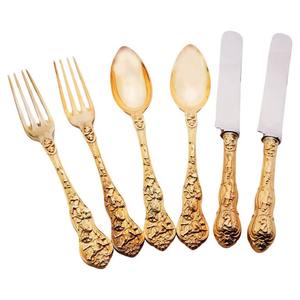 Red Color Handle <b>Gold</b> Color Plated Finished Stainless Steel Flatware Dishwasher Safe <b>Cutlery</b> For Home Wedding Use <b>Set</b> Of 4 Pcs - Product Image 2