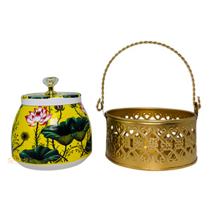 Iron Printed Pichwai Design Dry <b>Fruit</b> Storage Container Festival & <b>Gifting</b> Food Jar - Product Image 3