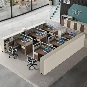 Modern 4 Seater Modular Office Workstation <b>Desk</b> MDF Panel Material Wooden Office Cubicle Call Center Computer Table Commercial F - Product Image 6
