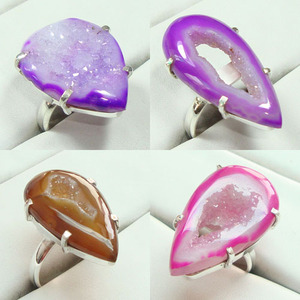 แหวนเงินแท้925,แหวนอัญมณีดรูซี่อาเกตทำด้วยมือแหวนตั้งค่าได้งดงาม - Product Image 3