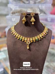 Elegante conjunto de collar antiguo nupcial con pendientes a juego, joyería de fiesta ideal para mujeres, lujo en demanda de la India - Product Image 4