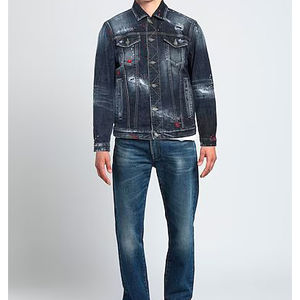 แจ็กเก็ตผ้ายีนส์ขาดเป็นริ้วสำหรับผู้ชายไซส์พิเศษเสื้อผ้าฤดูหนาวขนาดใหญ่อบอุ่นมีกระดุมปิด - Product Image 2