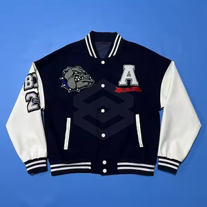 Nueva llegada de los hombres de alta calidad de invierno cálido ropa de calle Letterman chaqueta de cuello alto diseño superventas - Product Image 3
