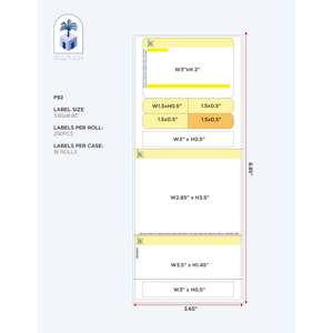 Marah P90 Blank Prescription Labels 3.65'' x 8.85'' RX-Direct Thermal <b>White</b>/Yellow Background Reusable Adhesive 250 Pcs/Roll - Product Image 2
