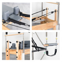Máquina de Pilates Tres en Uno de Roble Macizo, Equipo de Fitness Profesional, Entrenador de Funciones Integradas, Plataforma de Ejercicio para Gimnasio en Casa