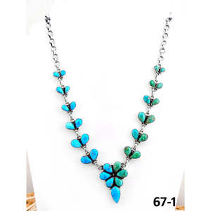 Collier artisanal en argent sterling du sud-ouest, motif Émeraude et motifs floraux, cadeau - Product Image 1
