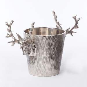 Refroidisseur à vin moderne et élégant en acier inoxydable, finition nickel texturé brut, accessoires de boisson portables et écologiques - Product Image 6