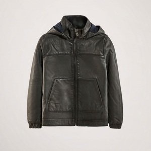 Veste en cuir d'agneau souple coupe classique à couche mince Design de rue élégant Vestes en cuir polyvalentes à capuche - Product Image 1