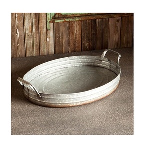 Sleekstyle, bandeja de metal de hierro con diseño de recubrimiento en polvo blanco, fabricante de bandeja de servicio de mesa de metal pulido a mano personalizado - Product Image 1