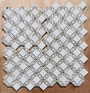 Mosaico de Mármol Blanco Lechoso con Diseño Floral Hastone, Pulido, 8mm de Grosor, Resistente al Agua, Ecológico, Garantía de 5 Años, Moderno - Product Image 4