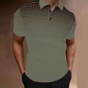 T-shirt à manches courtes d'été pour hommes Mode populaire Slim European and American 3D Printed Design Knitted Fabric Top Polo Shirts - Product Image 3