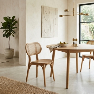 Fauteuil de salon moderne en rotin naturel, structure en teck massif, dossier tressé, chaise d'appoint, meuble de maison - Product Image 2