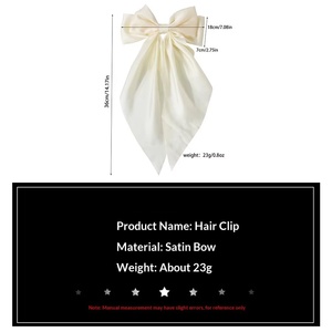 Barrettes à <span class=keywords><strong>cheveux</strong></span> pour femmes, grandes barrettes à nœuds pour filles, barrettes à <span class=keywords><strong>cheveux</strong></span> en satin <span class=keywords><strong>soyeux</strong></span> surdimensionnées à longue queue - Product Image 5