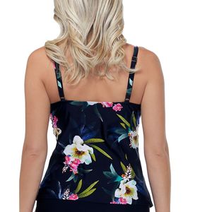 Costume da bagno intero da donna Island Escape Tahiti Beach Cover-Up Tankini Top Nero con ferretto e reggiseno integrato, stile pareo - Product Image 2