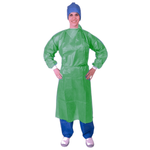 Robe de soin et de protection vert foncé 35 g/m² Maillot PE à poignet enduit PLP Taille unique Imperméable et antistatique par cm Parades - Product Image 1