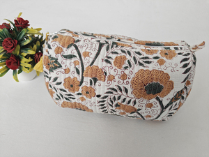 Hecho a mano ecológico acolchado algodón moderno Floral indio viaje maquillaje organizador caso capacidad media para bolsa cremallera - Product Image 3