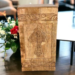 Handmade Wooden Engraved Urn for Human <b>Ashes</b> 250lbs Adult Male Female Satin Bag Tree of Life Cremation urns pet <b>dog</b> Box large - Product Image 4