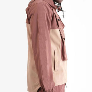 2025 Chaqueta impermeable Bloque de color Poliéster Media cremallera Chaqueta cortavientos con capucha para hombre - Product Image 3