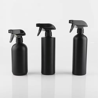 Bouteille pulvérisateur à gâchette en plastique PET noir mat de 500 ml (17 oz) en gros, rechargeable, vide, pour nettoyant, eau, cheveux, Vietnam Pavico ISO 9001