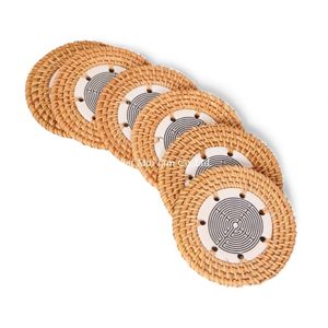 Bohemian Style Handmade Natural Rattan <b>Coaster</b> From Sustainable Material Vietnam for Home <b>Table</b> Use - Product Image 2