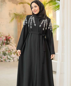 Abaya imprimée élégante et modeste de haute qualité à manches élastiques Meilleurs prix de gros Australie, y compris hijab/foulard assorti - Product Image 5