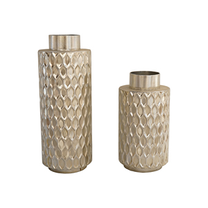 Vase en aluminium d'art d'impression géométrique de nouveau design Logo personnalisable de qualité étonnante beau vase de fleur - Product Image 2