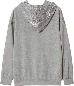 Sudadera con Capucha de Punto para Mujer, Diseño Nuevo, Elegante, con Pedrería, Talla Grande, Moderna, Bordado 3D, Brillante, Impermeable - Product Image 3