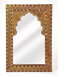 Incrustation d'os marron fleur sur mesure, cadre de miroir suspendu de chambre à coucher, miroir de bureau, miroir décoratif mural de salon - Product Image 4