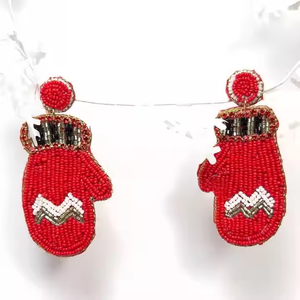 Handmade <b>Red</b> <b>Beaded</b> Boxing Glove Earrings Statement Jewelry for Women Sporty Fashion Accessories Classic Style for Enthusiasts - Product Image 3