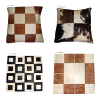 Housse de coussin en fourrure douce et moelleuse à imprimé animal, en cuir de vache véritable, qualité supérieure, fabriquée en Inde, pour la décoration intérieure
