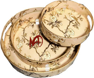 Bandeja decorativa de MDF con acabado brillante hecha a mano, bandeja de servicio de madera con esmalte de impresión Digital, función de conteo, tecnología artesanal - Product Image 1