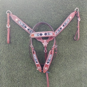 Haute qualité fait à la main 100% cuir de vache cheval Tack respirant peint à la main tête poitrine collier ensemble personnalisé fabricant direct - Product Image 6