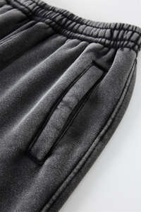 Double-Layered <b>Waist</b> Jogger Pants Acid Wash Casual Printed Sports <b>Trousers</b> with <b>Elastic</b> Closure Sun Faded Canvas Material - Product Image 3