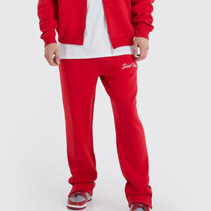 Ensemble pull-over à capuche et pantalon de survêtement pour hommes personnalisés pour l'hiver sérigraphie évasée survêtements rouges grande taille - Product Image 2