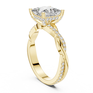 Anillo de compromiso y aniversario de oro amarillo de 14K chapado con diamante de laboratorio talla princesa, engaste de puntas, claridad VS1, ético - Product Image 4