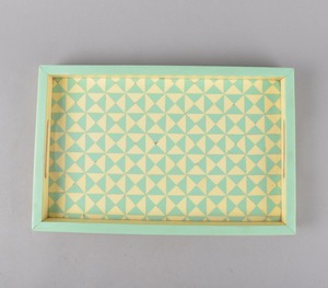 Bandeja de incrustaciones de hueso de forma Rectangular para manualidades, bandeja decorativa para el hogar para mesa de centro, patrón único, prueba de artesanía de hueso - Product Image 4