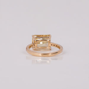 Classique Jaune Radiant Cut Lab Grown Diamond Bague de fiançailles 14KT plaqué or à la mode rose coupe ronde diamant pavé bague de réglage - Product Image 4