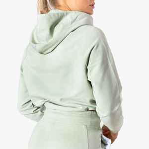 Sweat-shirt à capuche décontracté pour femme avec logo personnalisé, vêtements de sport, ensemble de survêtement, coton respirant écologique, taille ajustable, à capuche - Product Image 4
