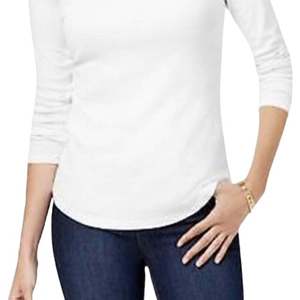 Maglia da donna in cotone a collo alto Charter Club, bianca, taglia media - Product Image 3