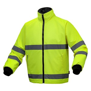 Veste parka réfléchissante en nylon personnalisée de haute qualité vert citron imperméable avec col montant pour les tarifs de gros des vêtements de travail - Product Image 2