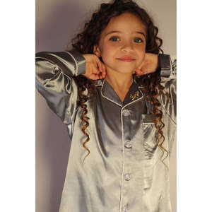 ชุดผ้าซาตินสำหรับเด็กผ้าซาตินสีเงินสีฟ้าขนาด100ซม. - Product Image 3