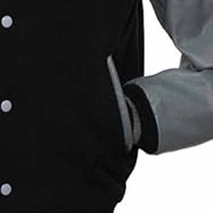 Veste de baseball universitaire avec manches en cuir noir, veste universitaire vintage avec manches en cuir pour hommes - Product Image 3