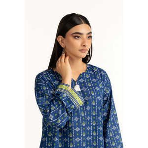 Conjunto de 2 Piezas para Mujer, Casual, Azul Estampado, Cuello en V, Manga Larga, Tela Oxford Transpirable, para Primavera/Verano, Talla XS/XS - Product Image 4